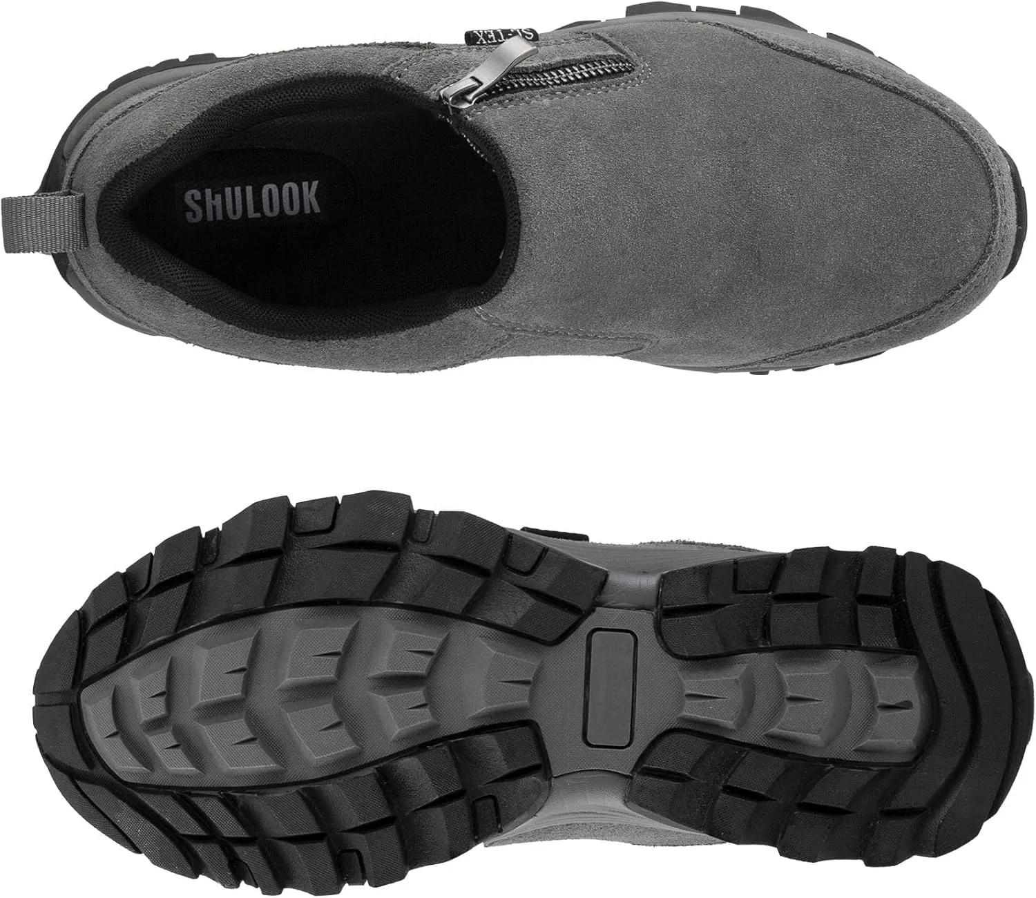 SHULOOK Men's Waterproof Slip On Hiking Shoes Lightweight Zipper Loafers Comfort Non-Slip Outdoor Shoe