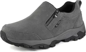 SHULOOK Men's Waterproof Slip On Hiking Shoes Lightweight Zipper Loafers Comfort Non-Slip Outdoor Shoe