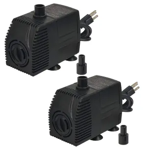 Simple Deluxe 25W 200 GPH Submersible Pump with Adjustable Intake & 6' Waterproof Cord for Fish Tank, Hydroponics, Fountains, Ponds, Statuary, Aquariums, Black, 2 Pack