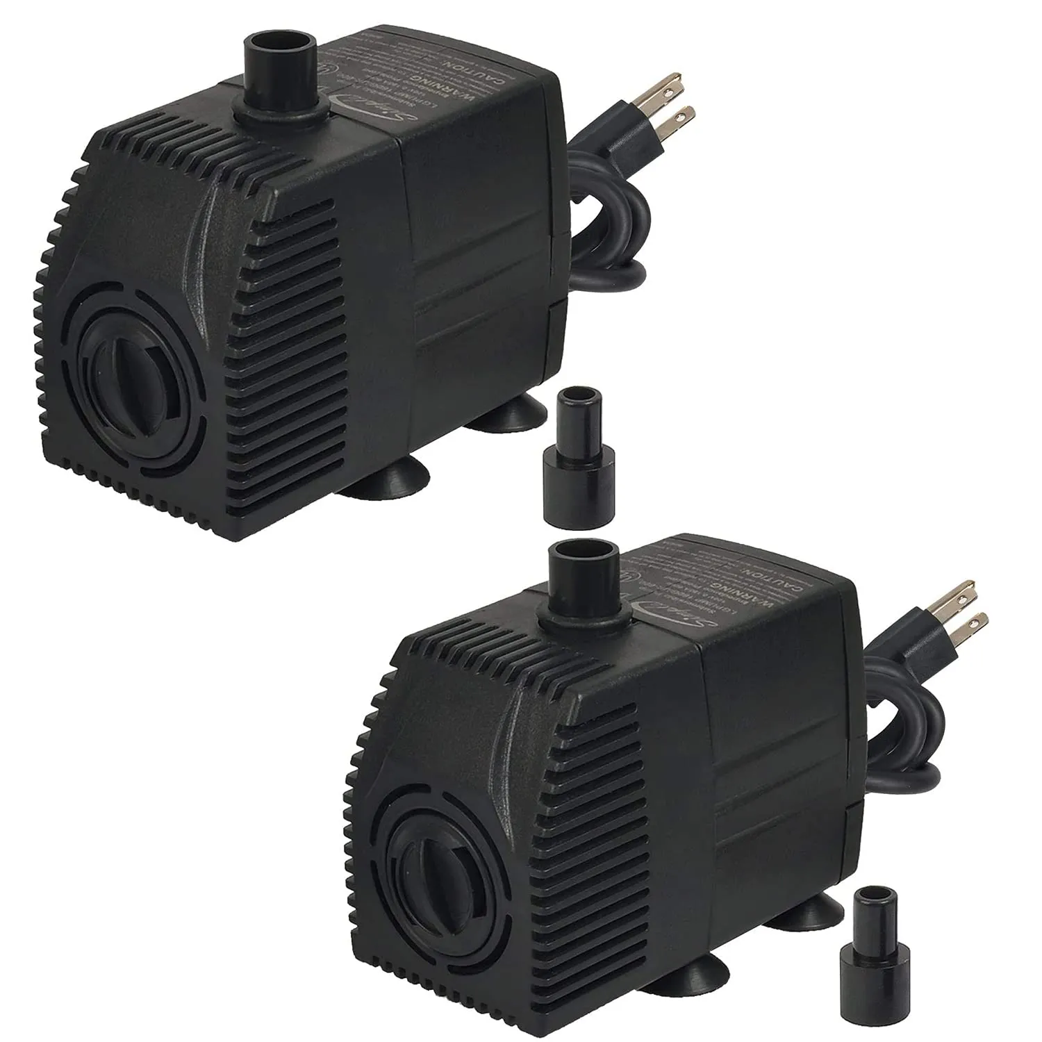 Simple Deluxe 25W 200 GPH Submersible Pump with Adjustable Intake & 6' Waterproof Cord for Fish Tank, Hydroponics, Fountains, Ponds, Statuary, Aquariums, Black, 2 Pack