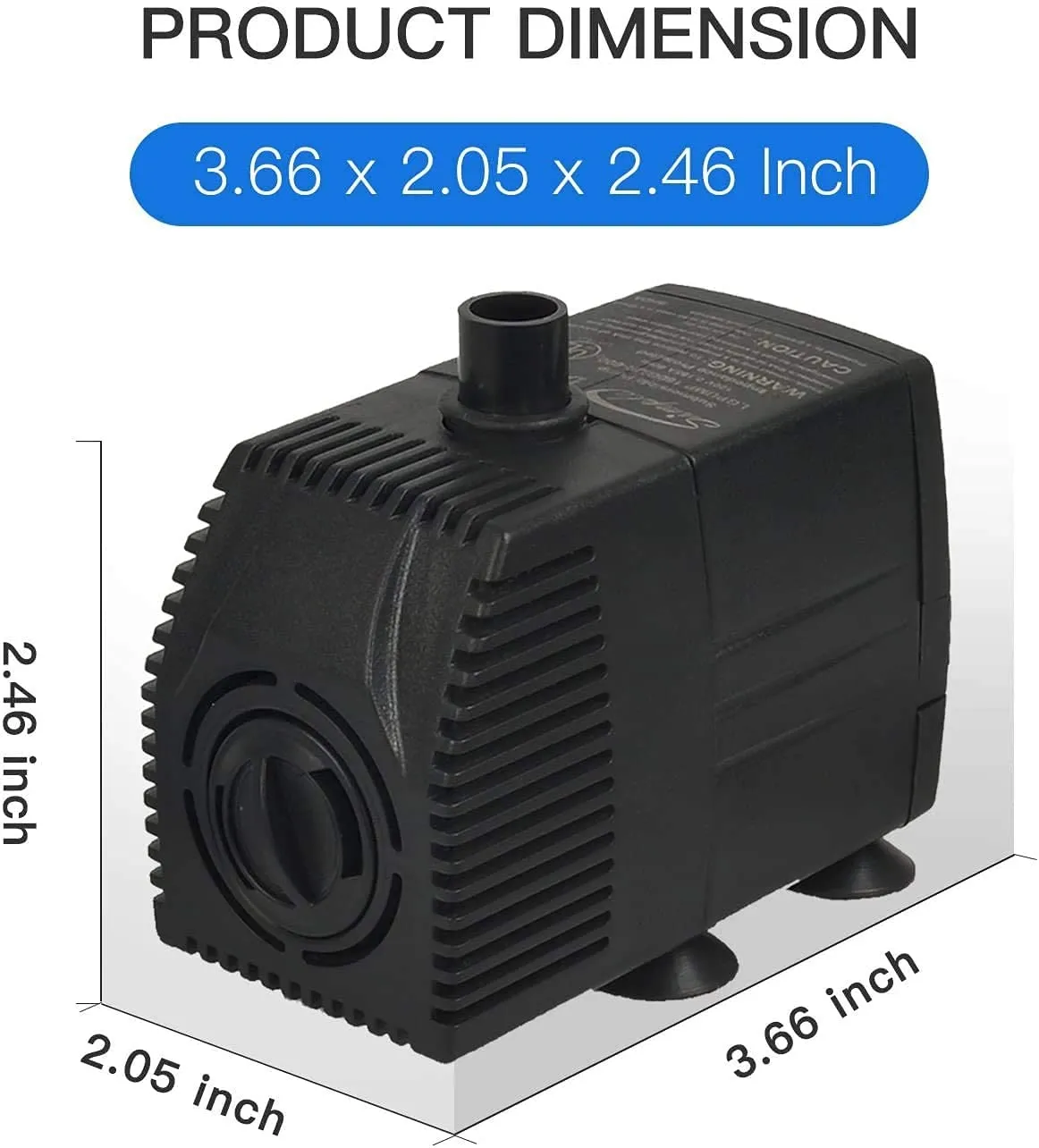 Simple Deluxe 25W 200 GPH Submersible Pump with Adjustable Intake & 6' Waterproof Cord for Fish Tank, Hydroponics, Fountains, Ponds, Statuary, Aquariums, Black, 2 Pack