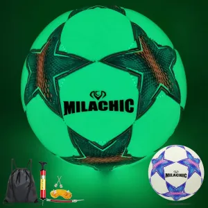 Soccer Ball, Glow in The Dark Soccer Ball Size 3/4/ 5 with Pump, Glowing Luminious Soccer Balls Gifts for Teens, Youth, Men, Women Indoor-Outdoor Soccer Training