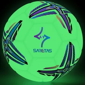 Soccer Balls Glow in The Dark Soccer Ball Size 5, Soccer Gift Night Ball for Teens,Juniors and Adult Indoor Outdoor Play, Fluorescent Light Training Ball with Pump Kit and Carry Net