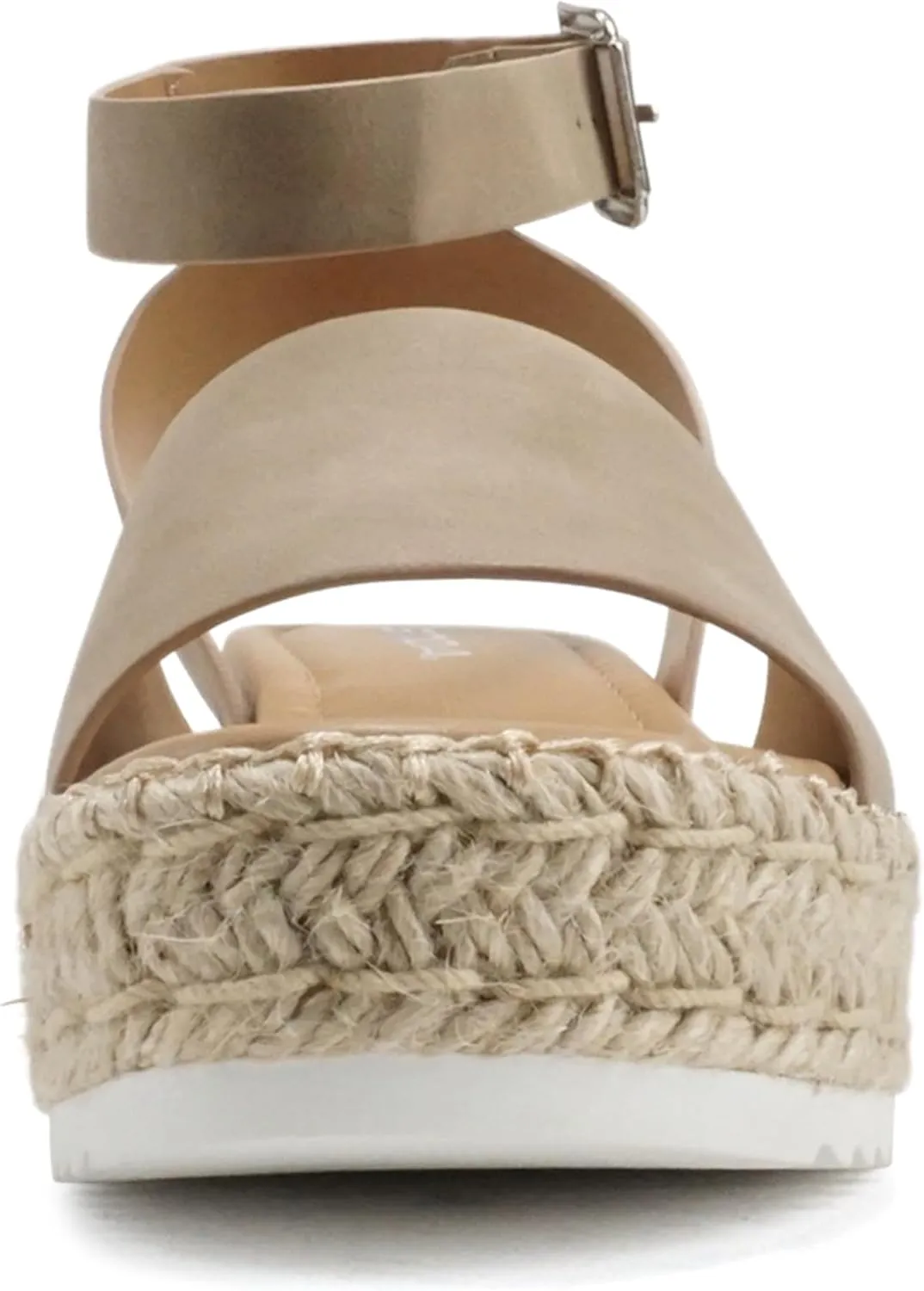 Soda Topic Open Toe Buckle Ankle Strap Espadrilles Flatform Wedge Casual Sandal