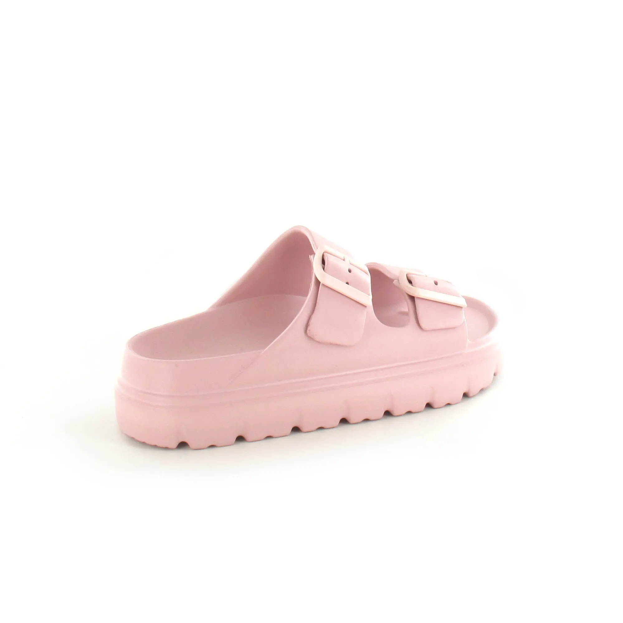 Sophia: Women's Double Buckle Two Strap Slides - Pink