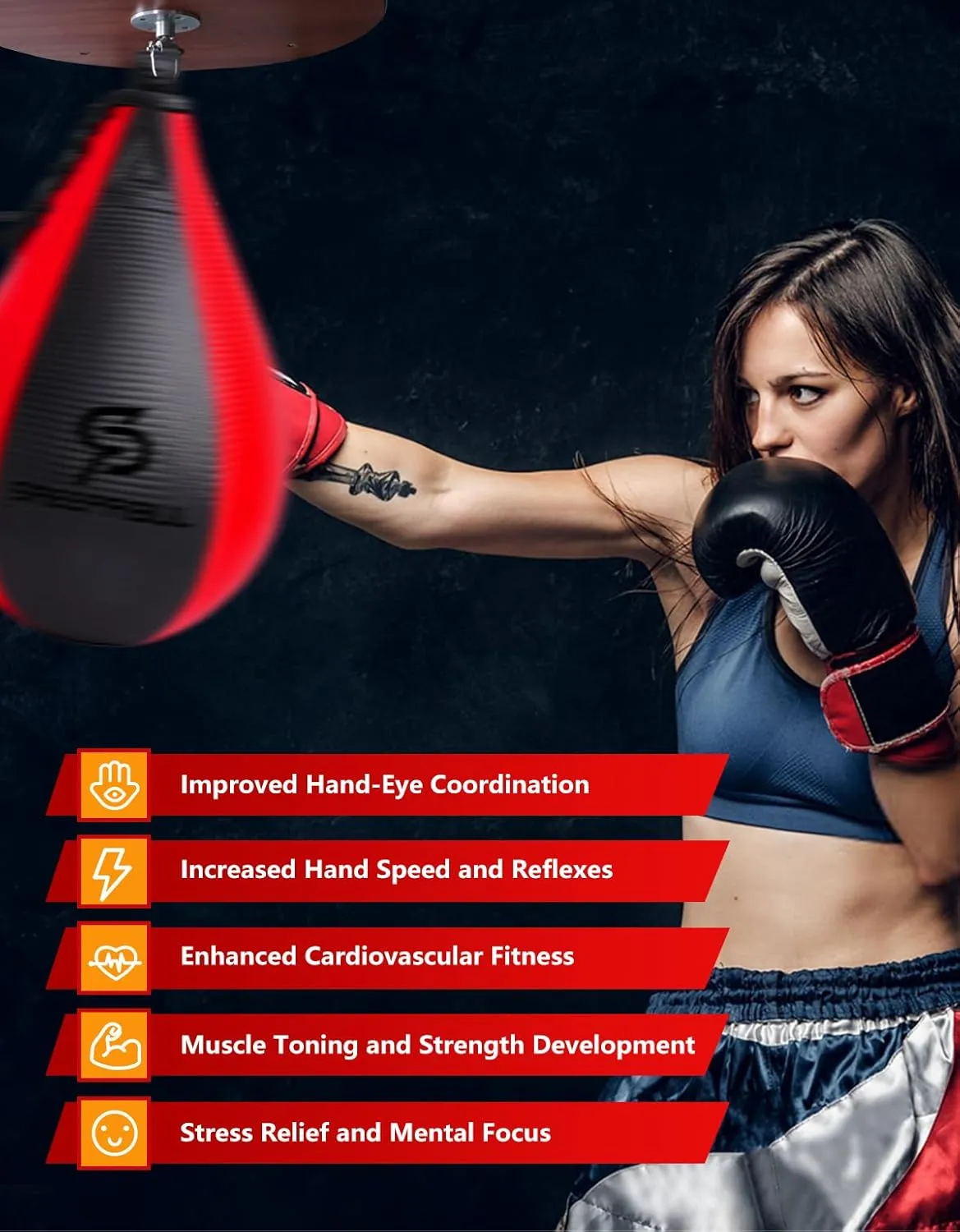 Speed Bag,Speed Bag for Boxing,PU Leather Reflex Training Pear Shaped Punching Bag,Fast Reaction Skills Development Perfect for Kids Teens Adults Boxing Coaches