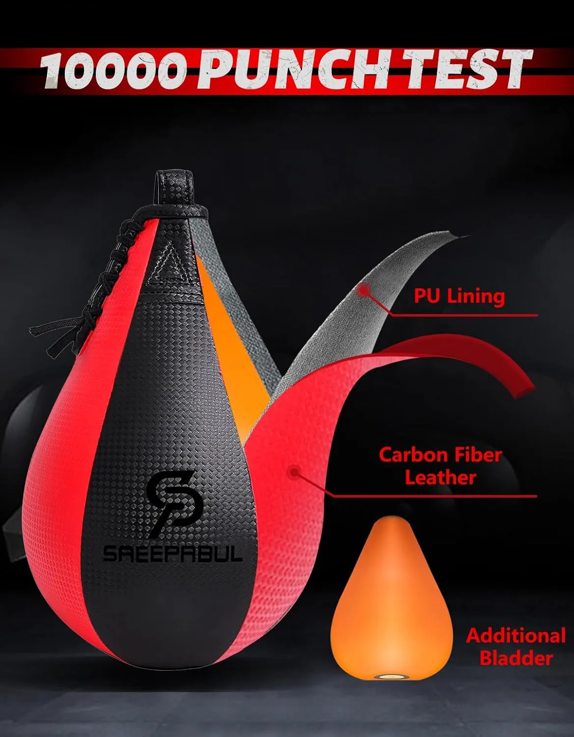 Speed Bag,Speed Bag for Boxing,PU Leather Reflex Training Pear Shaped Punching Bag,Fast Reaction Skills Development Perfect for Kids Teens Adults Boxing Coaches