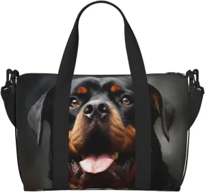 Sports Gym Bag for Women Men Travel Duffel Bag Tote Cool Rottweiler Dog Art Weekender Bag Canvas Carry on Overnight Bag for Travel Swimming Fitness Workout Sports Duffle Bag