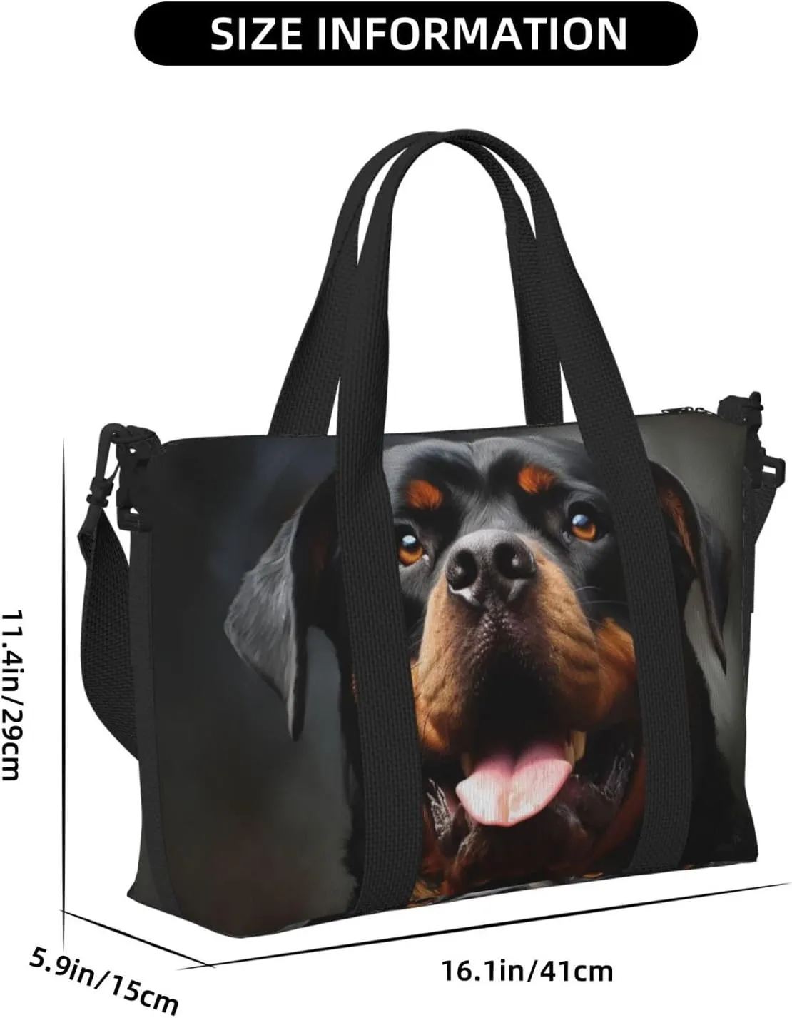 Sports Gym Bag for Women Men Travel Duffel Bag Tote Cool Rottweiler Dog Art Weekender Bag Canvas Carry on Overnight Bag for Travel Swimming Fitness Workout Sports Duffle Bag
