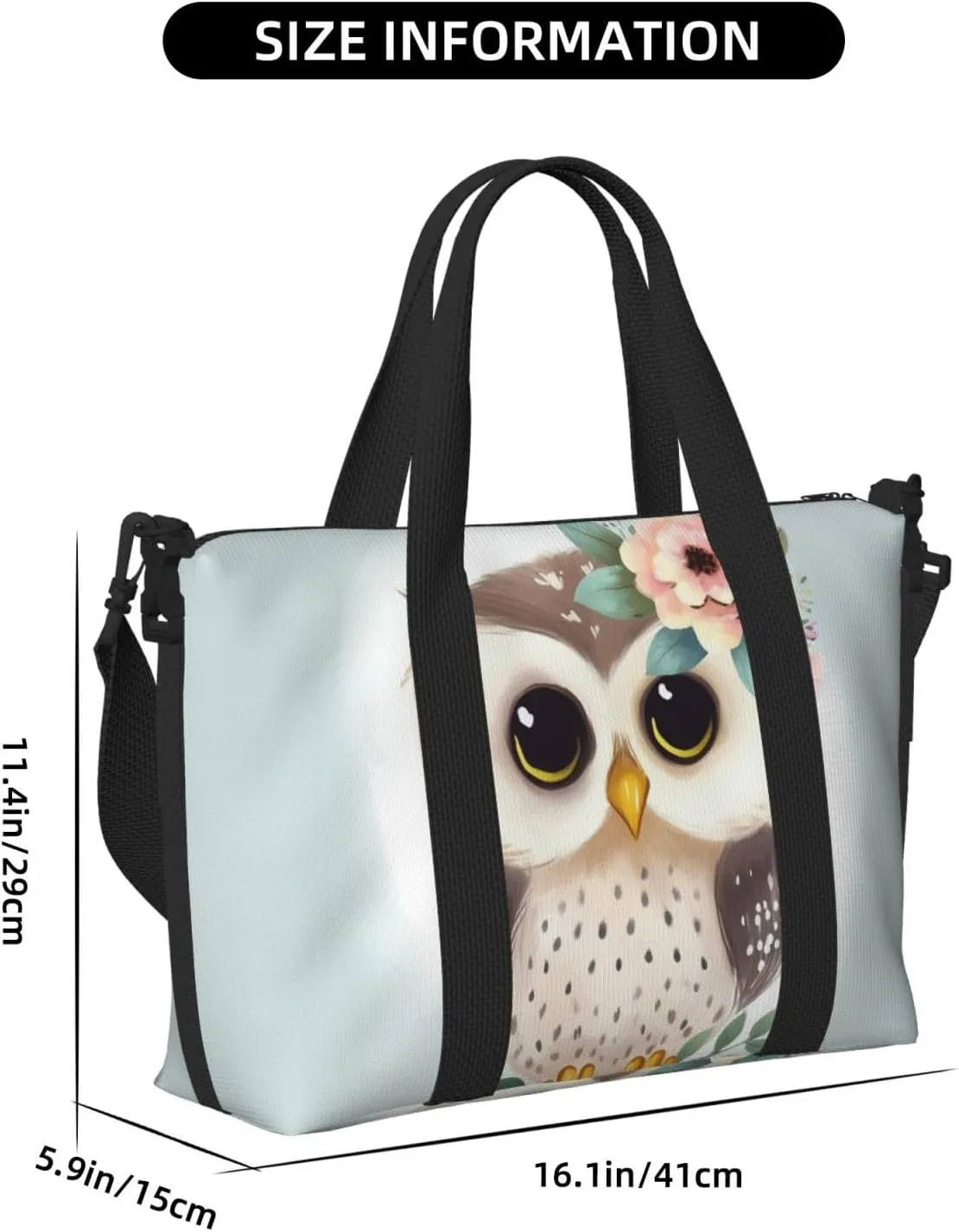Sports Gym Bag for Women Men Travel Duffel Bag Tote Cute Owl with Flowers Weekender Bag Canvas Carry on Overnight Bag for Travel Swimming Fitness Workout Sports Duffle Bag