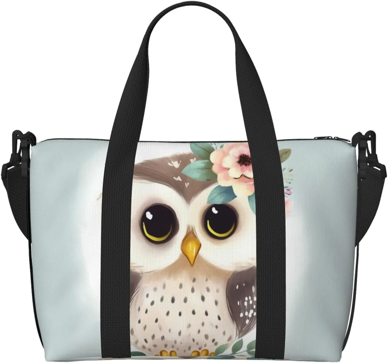 Sports Gym Bag for Women Men Travel Duffel Bag Tote Cute Owl with Flowers Weekender Bag Canvas Carry on Overnight Bag for Travel Swimming Fitness Workout Sports Duffle Bag