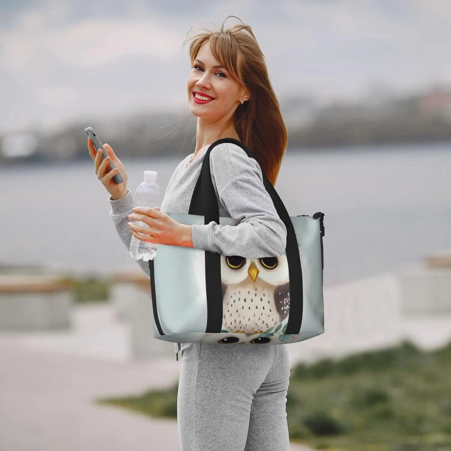 Sports Gym Bag for Women Men Travel Duffel Bag Tote Cute Owl with Flowers Weekender Bag Canvas Carry on Overnight Bag for Travel Swimming Fitness Workout Sports Duffle Bag