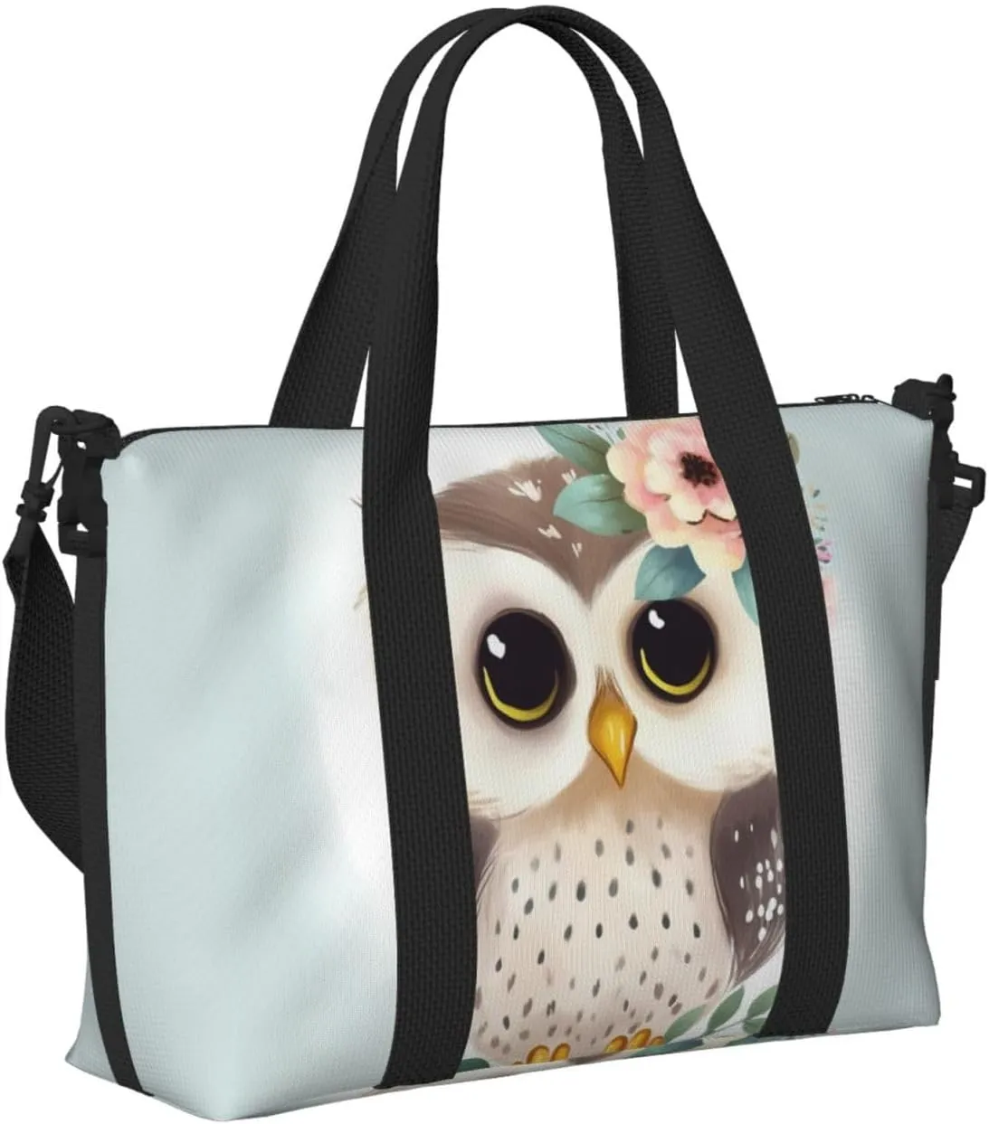 Sports Gym Bag for Women Men Travel Duffel Bag Tote Cute Owl with Flowers Weekender Bag Canvas Carry on Overnight Bag for Travel Swimming Fitness Workout Sports Duffle Bag