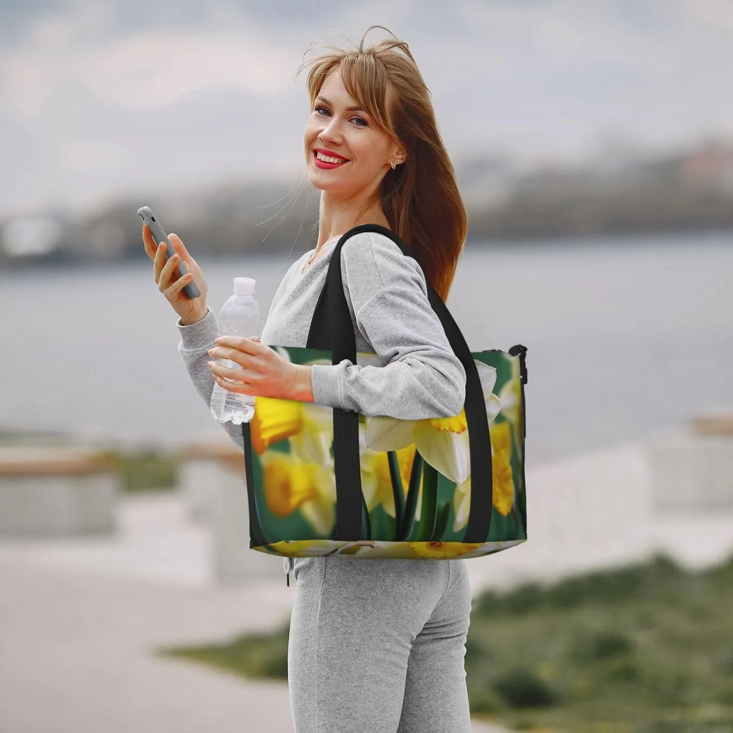 Sports Gym Bag for Women Men Travel Duffel Bag Tote Daffodil Flower Weekender Bag Canvas Carry on Overnight Bag for Travel Swimming Fitness Workout Sports Duffle Bag