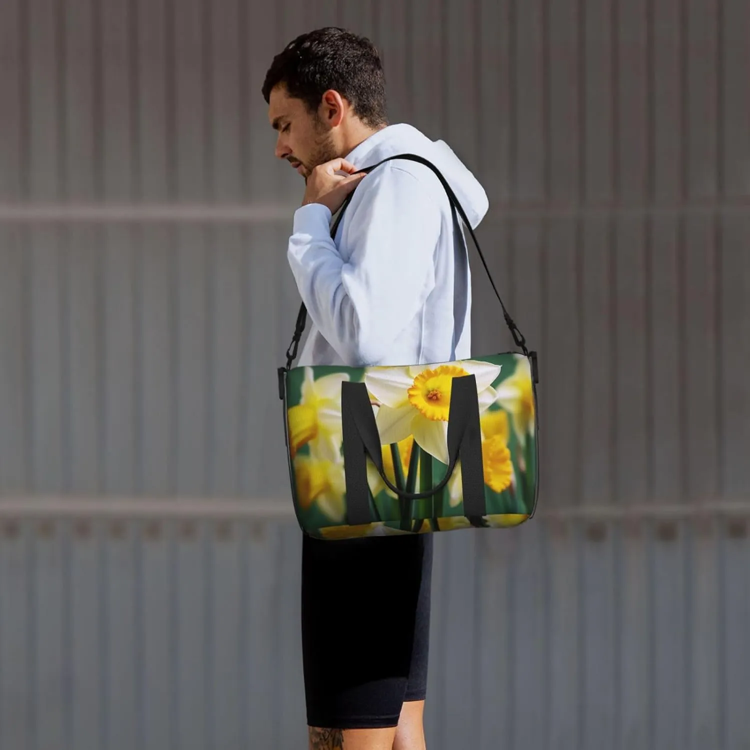 Sports Gym Bag for Women Men Travel Duffel Bag Tote Daffodil Flower Weekender Bag Canvas Carry on Overnight Bag for Travel Swimming Fitness Workout Sports Duffle Bag