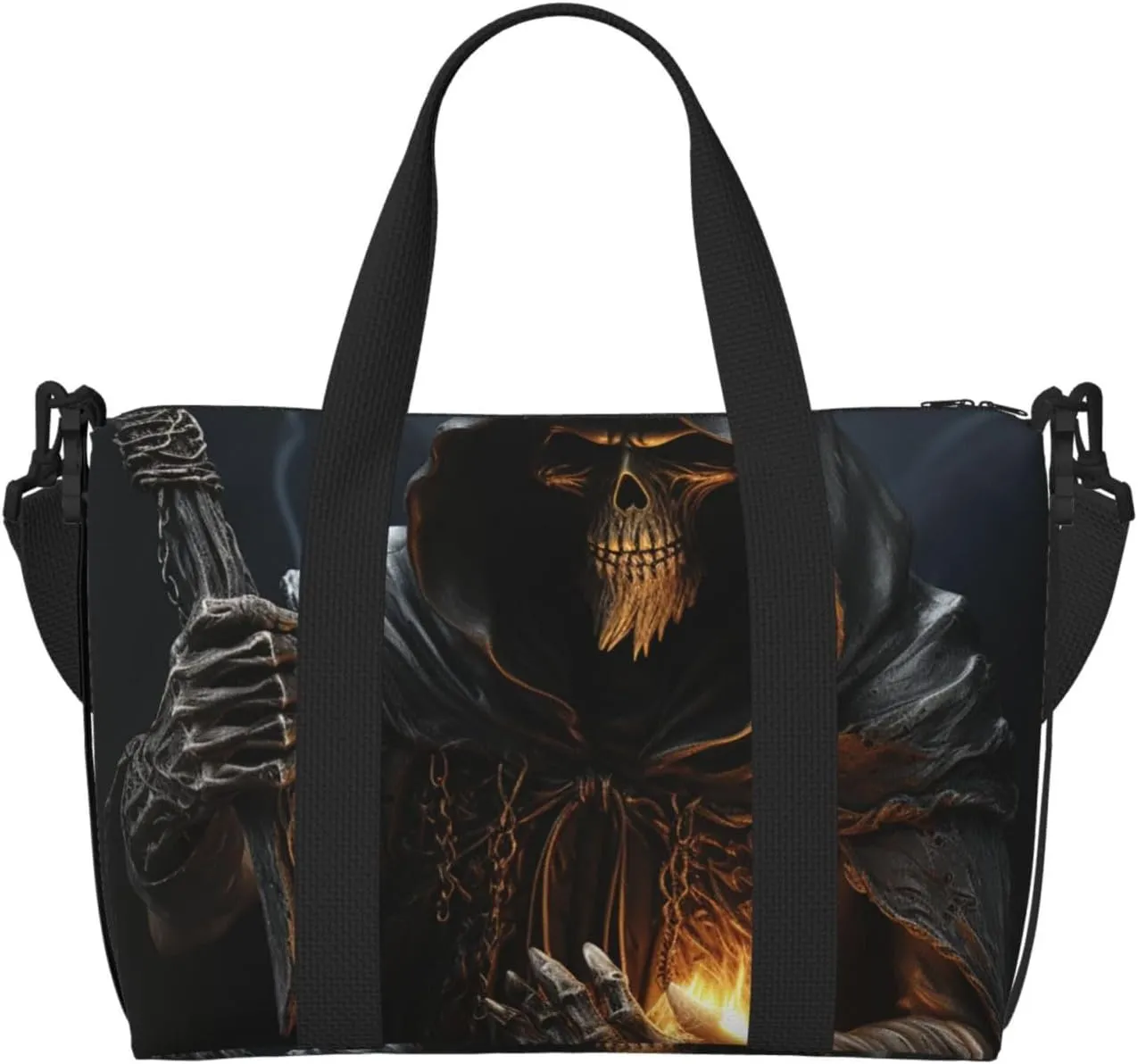 Sports Gym Bag for Women Men Travel Duffel Bag Tote Grim-Reaper Weekender Bag Canvas Carry on Overnight Bag for Travel Swimming Fitness Workout Sports Duffle Bag