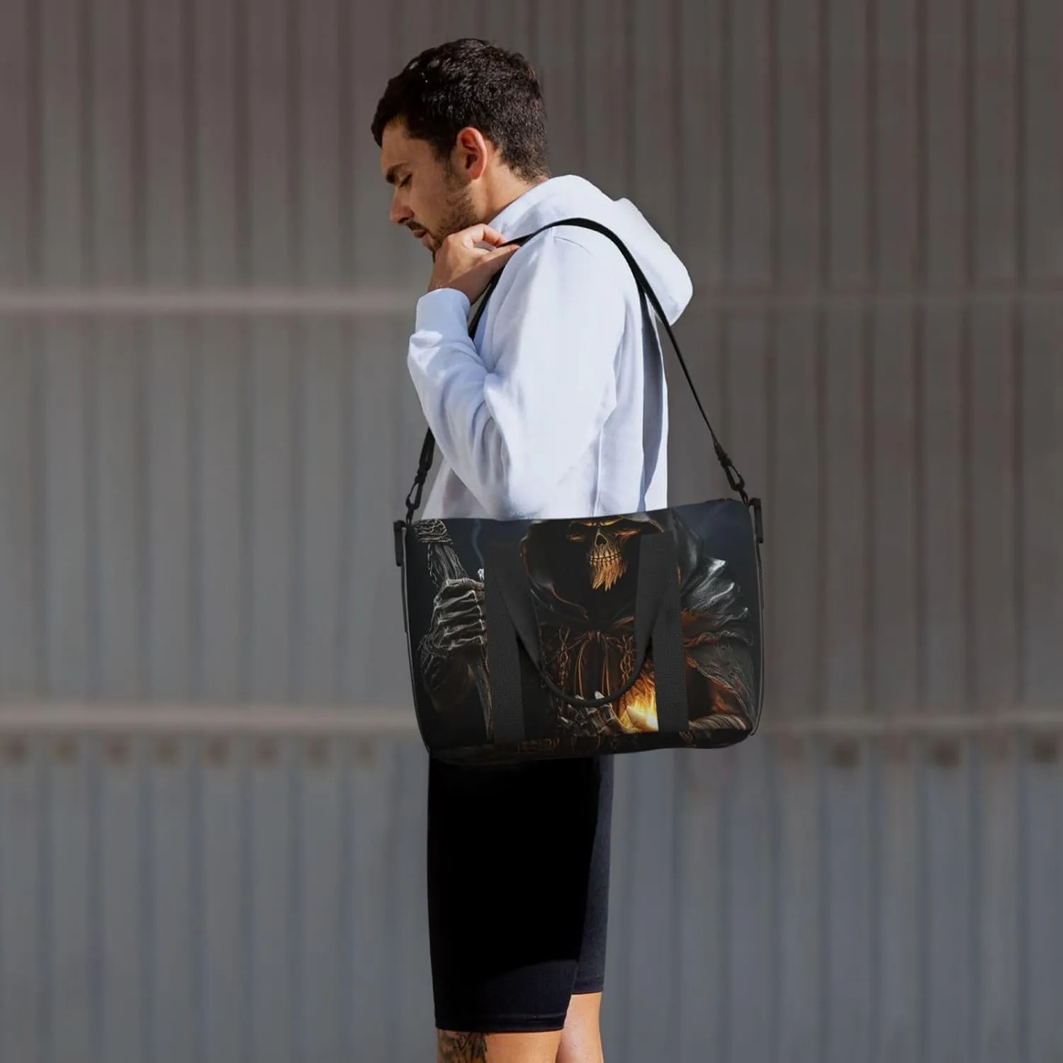 Sports Gym Bag for Women Men Travel Duffel Bag Tote Grim-Reaper Weekender Bag Canvas Carry on Overnight Bag for Travel Swimming Fitness Workout Sports Duffle Bag