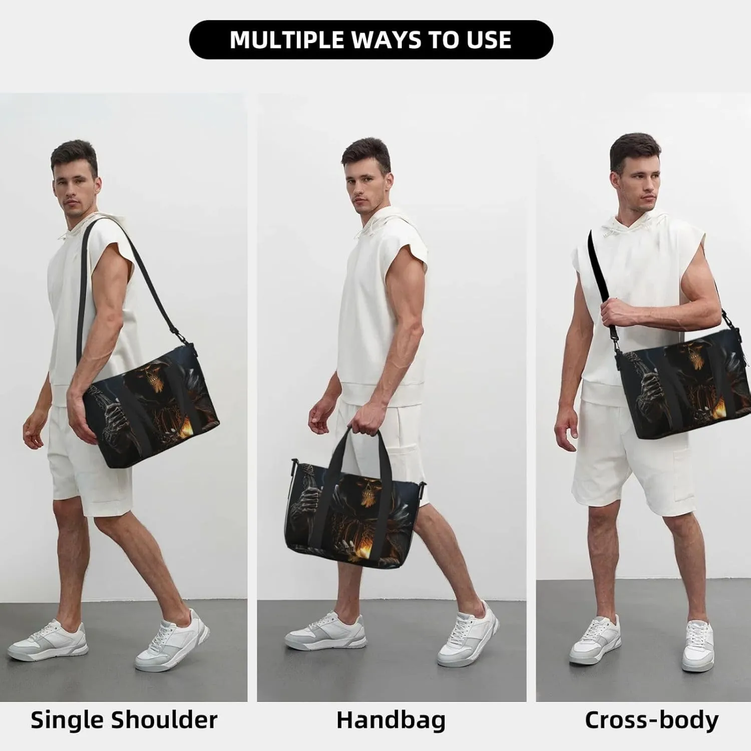 Sports Gym Bag for Women Men Travel Duffel Bag Tote Grim-Reaper Weekender Bag Canvas Carry on Overnight Bag for Travel Swimming Fitness Workout Sports Duffle Bag