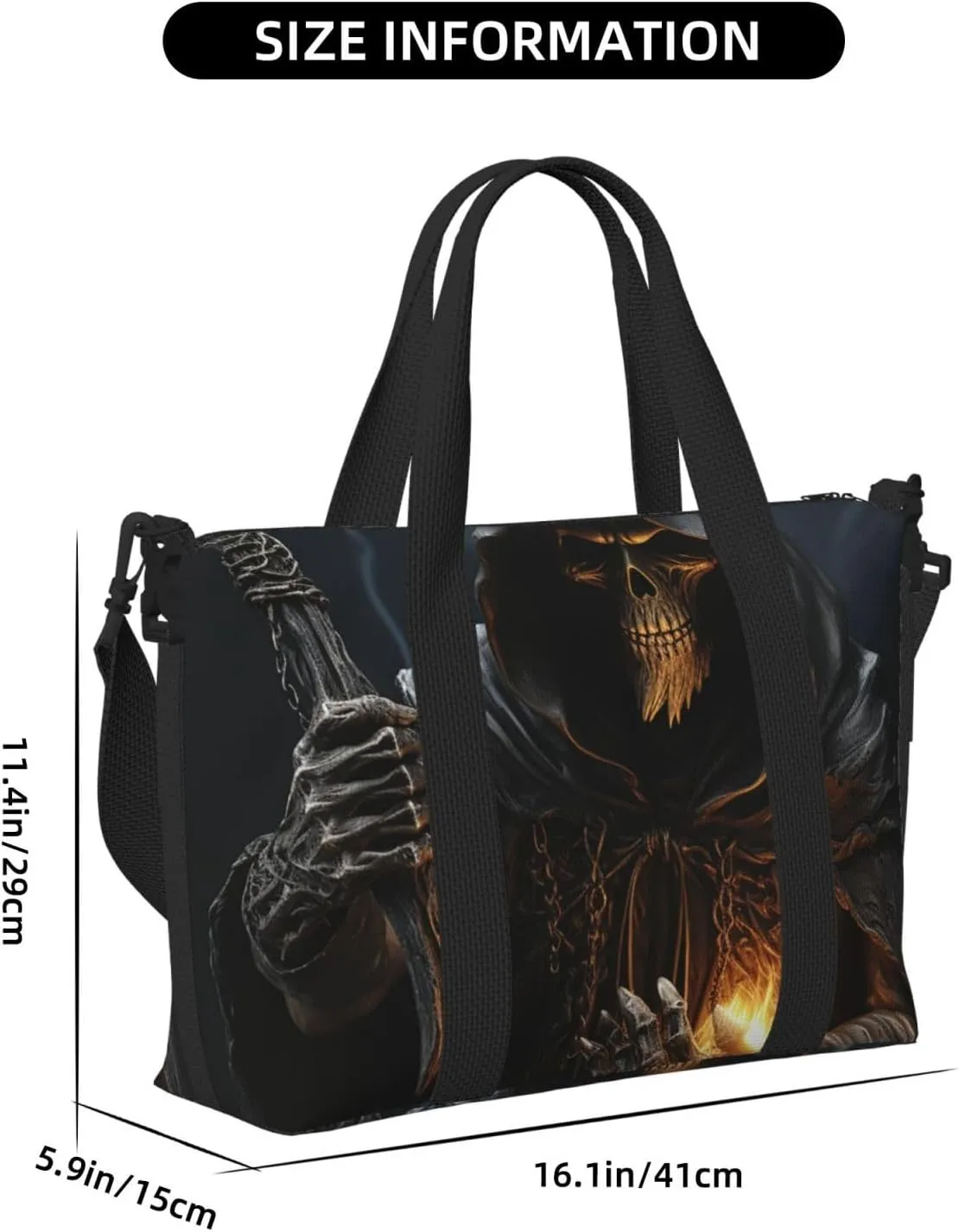 Sports Gym Bag for Women Men Travel Duffel Bag Tote Grim-Reaper Weekender Bag Canvas Carry on Overnight Bag for Travel Swimming Fitness Workout Sports Duffle Bag