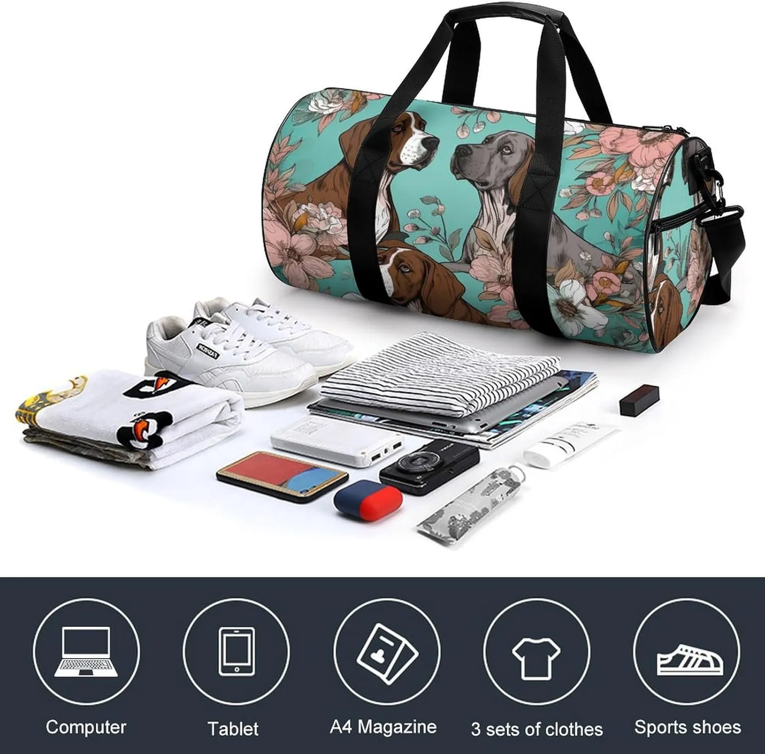 Sports Gym Bag for Women Men Travel Duffel Bag Tote Weekender Bag Animal Carry on Overnight Bag for Travel Swimming Fitness Workout Sports Duffle Bag