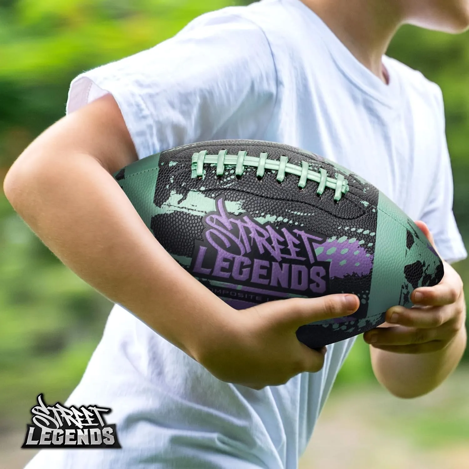 Street Legends Youth Football for Kids, Graffiti Printed Composite Leather Size 8 Football- Includes Pump, Made for Training, Practicing, & Recreational Play