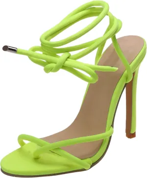 SuanlaTDS Women's High Heels Sandals Strappy Open Split Toe Flip Flops Crisscross Lace Up Stiletto Heel Comfortable Dressy Summer 2025 Daily Wear Prom Wedding Party Vacation Stilettos Heeled Sandal