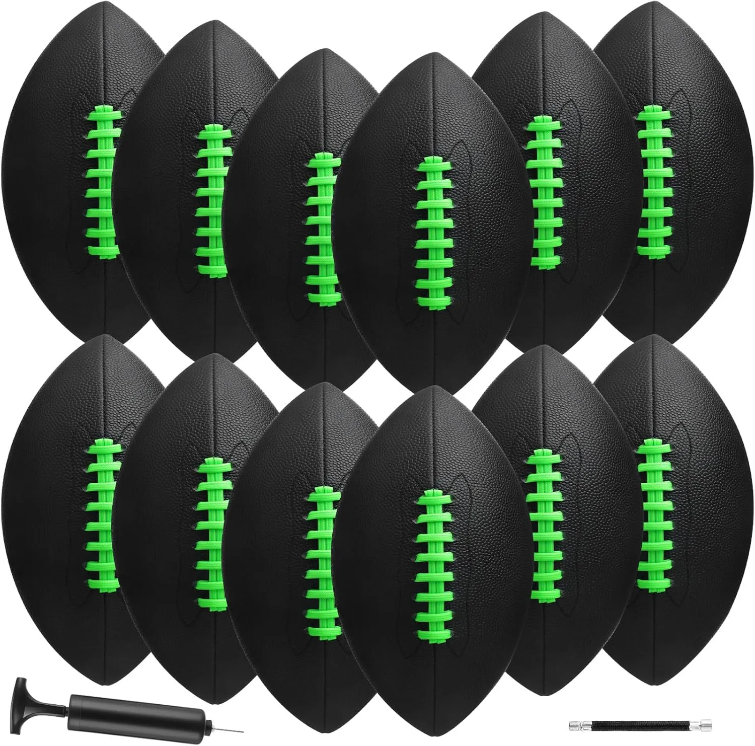 Syhood 12 Pack Composite Leather Footballs Official Size Footballs Bulk Leather Inflatable Football with Pump Regulation Highschool College Football for Training and Recreational Play