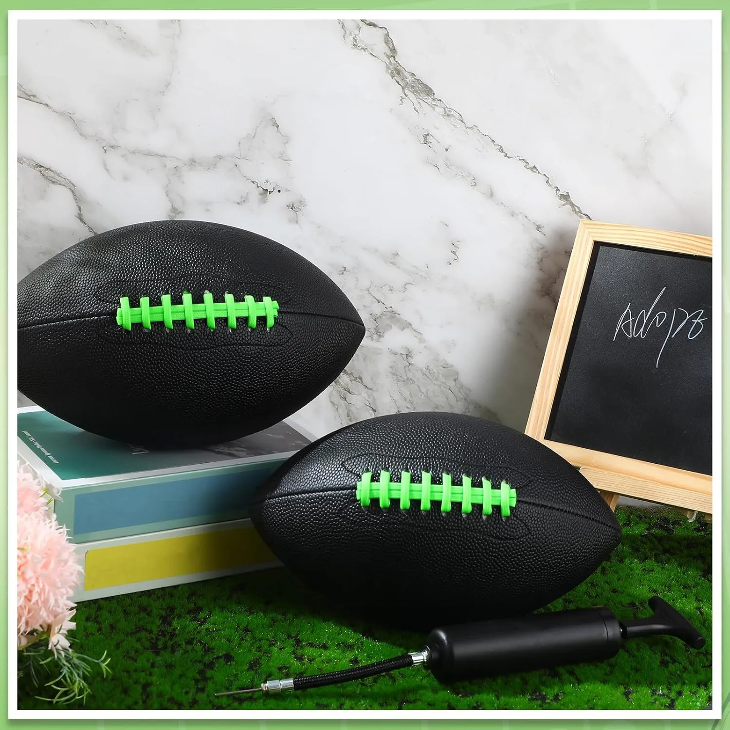 Syhood 12 Pack Composite Leather Footballs Official Size Footballs Bulk Leather Inflatable Football with Pump Regulation Highschool College Football for Training and Recreational Play
