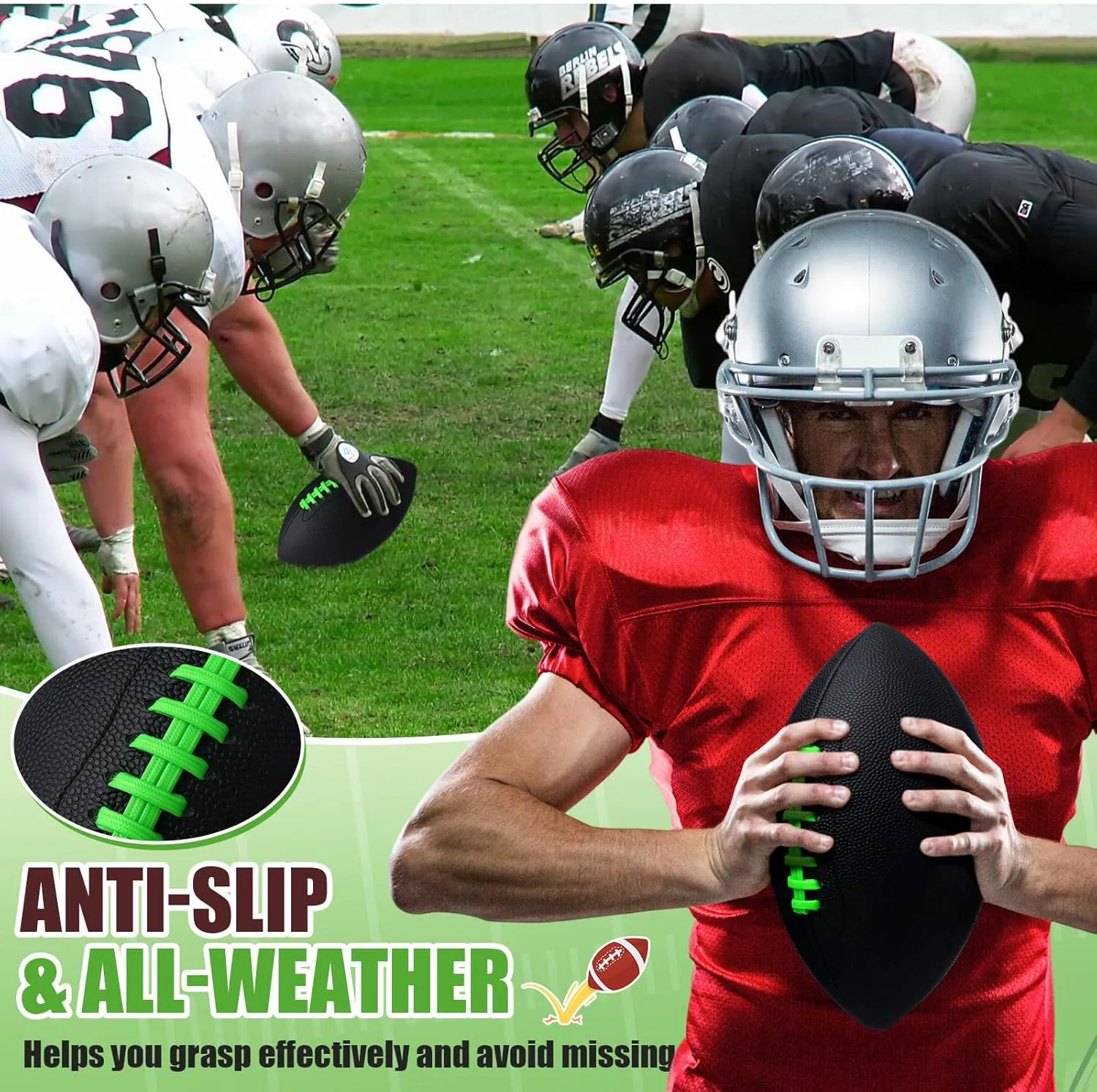 Syhood 12 Pack Composite Leather Footballs Official Size Footballs Bulk Leather Inflatable Football with Pump Regulation Highschool College Football for Training and Recreational Play