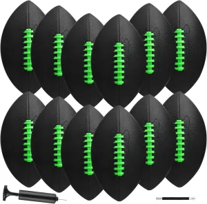 Syhood 12 Pack Composite Leather Footballs Official Size Footballs Bulk Leather Inflatable Football with Pump Regulation Highschool College Football for Training and Recreational Play
