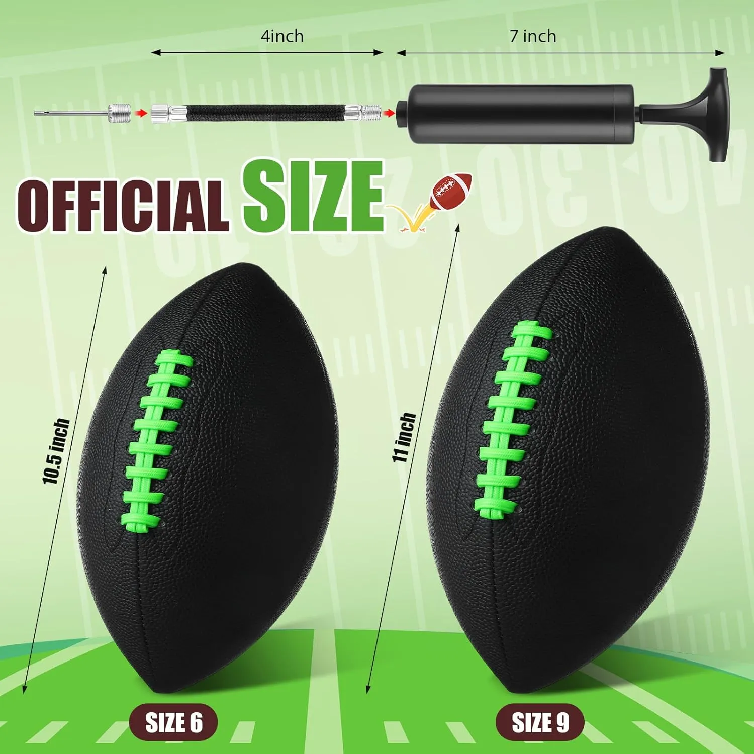 Syhood 12 Pack Composite Leather Footballs Official Size Footballs Bulk Leather Inflatable Football with Pump Regulation Highschool College Football for Training and Recreational Play