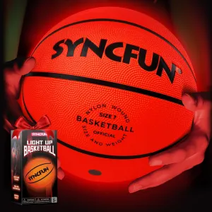 SYNCFUN Glow in The Dark Basketball for Boys, Light Up Basketball for Night Ball Games, Red Glowing Ball, Basket Ball Accessories Gifts for Teen Boy Toys Ages 3 Old and Up