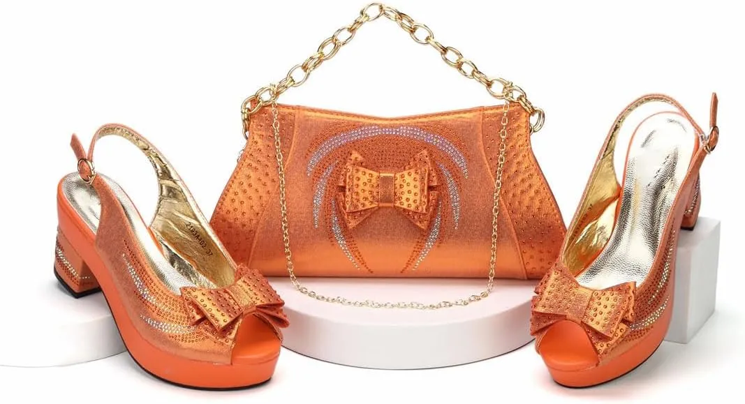 Textured Banquet Heels Purse Combo African Elegant Wedding Shoe Accessories