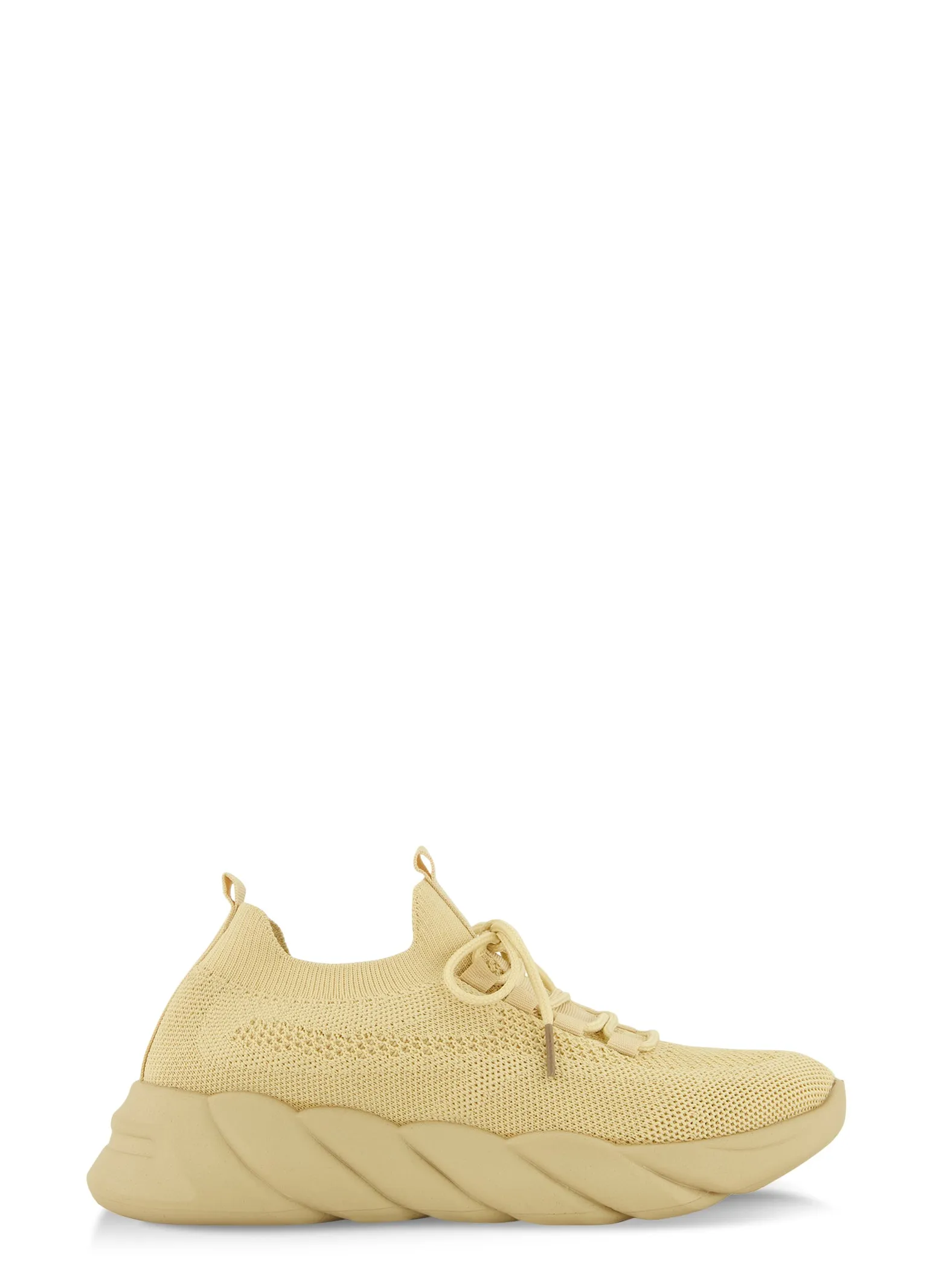 Textured Knit Slip On Platform Sneakers