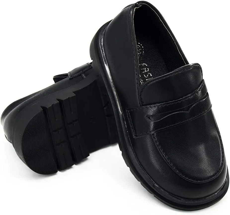 Timatego Toddler Boys Girls Oxford Shoes PU Leather Lace Up School Loafer Flats Baby Infant Uniform Dress Shoes(Toddler/Little Kid)