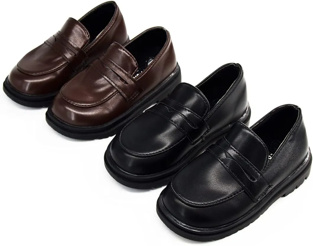 Timatego Toddler Boys Girls Oxford Shoes PU Leather Lace Up School Loafer Flats Baby Infant Uniform Dress Shoes(Toddler/Little Kid)