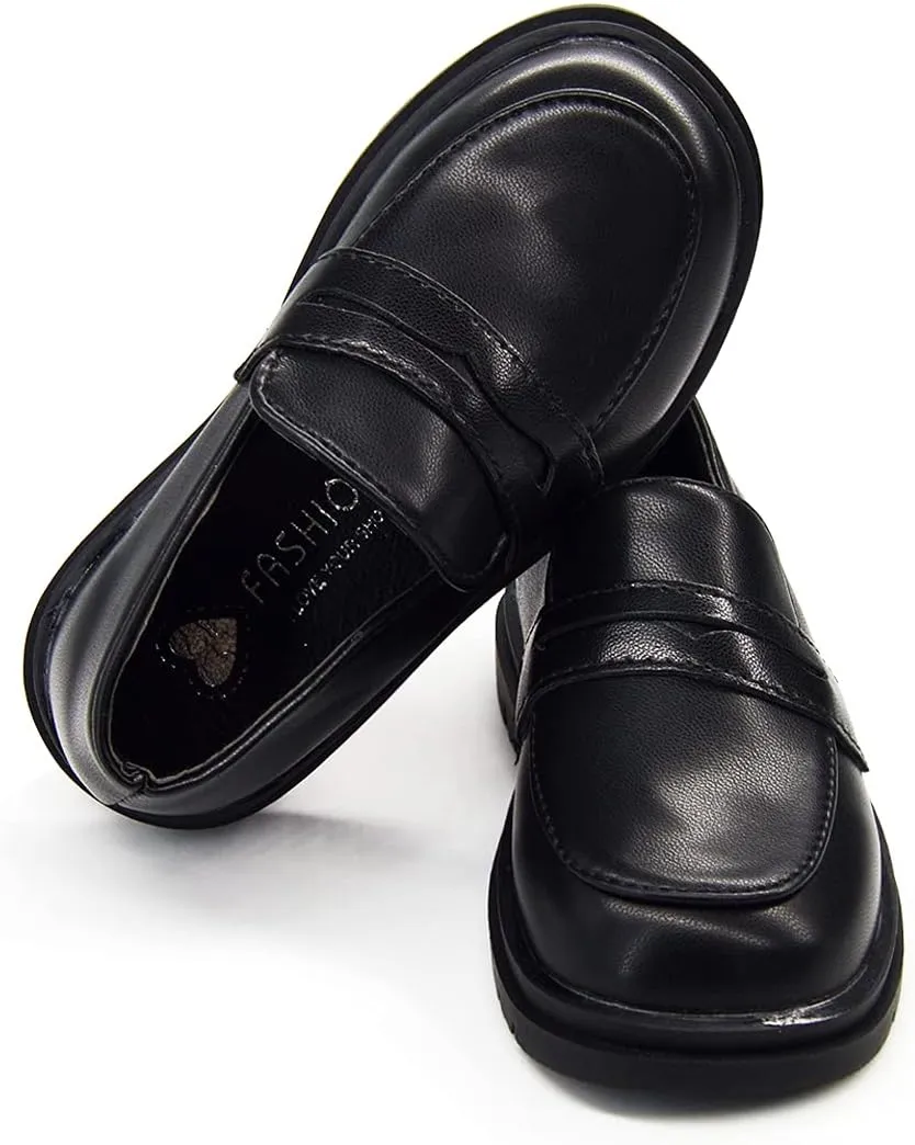 Timatego Toddler Boys Girls Oxford Shoes PU Leather Lace Up School Loafer Flats Baby Infant Uniform Dress Shoes(Toddler/Little Kid)