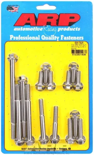 Timing Cover and Water Pump Bolt Kit - Hex Head - Stainless - Polished - Small Block Ford - Kit