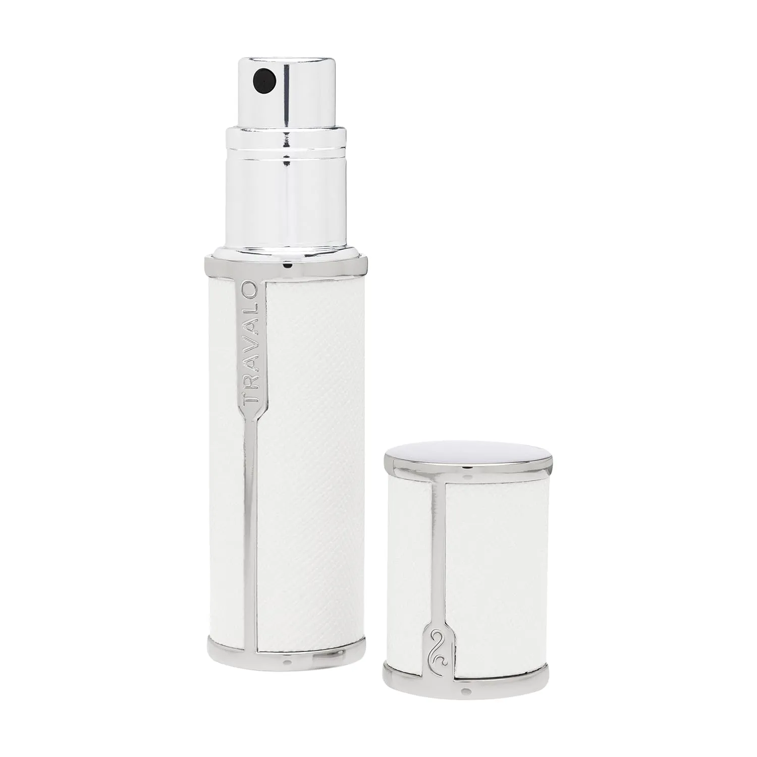 Travalo Milano Perfume Atomizer Bundle - Leak-Proof and TSA Approved for Air Travel - Reusable, Easy Fill Mini Pump Sprayer - Vegan Leather w/Polished Metal - White, Aqua, Perfect Pink - 3 Pack