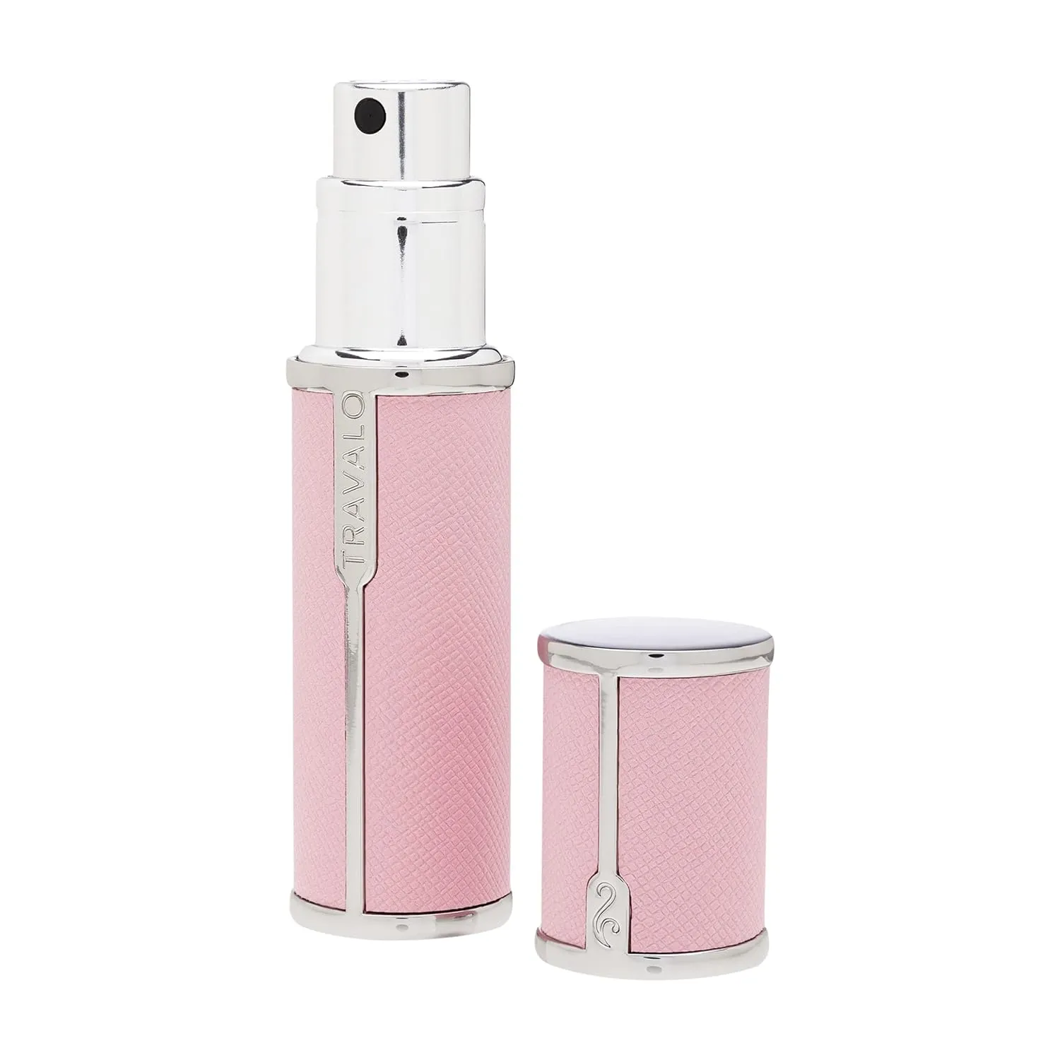 Travalo Milano Perfume Atomizer Bundle - Leak-Proof and TSA Approved for Air Travel - Reusable, Easy Fill Mini Pump Sprayer - Vegan Leather w/Polished Metal - White, Aqua, Perfect Pink - 3 Pack