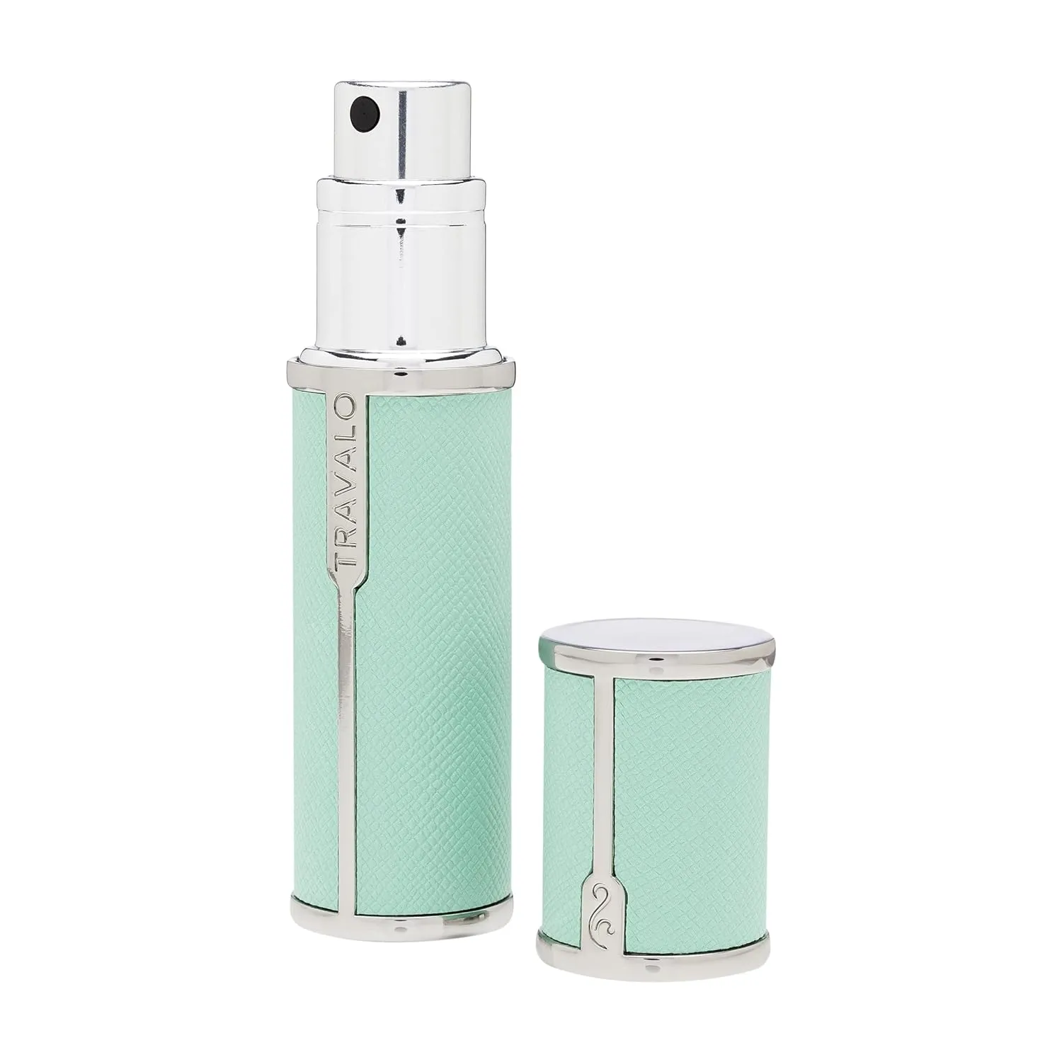 Travalo Milano Perfume Atomizer Bundle - Leak-Proof and TSA Approved for Air Travel - Reusable, Easy Fill Mini Pump Sprayer - Vegan Leather w/Polished Metal - White, Aqua, Perfect Pink - 3 Pack