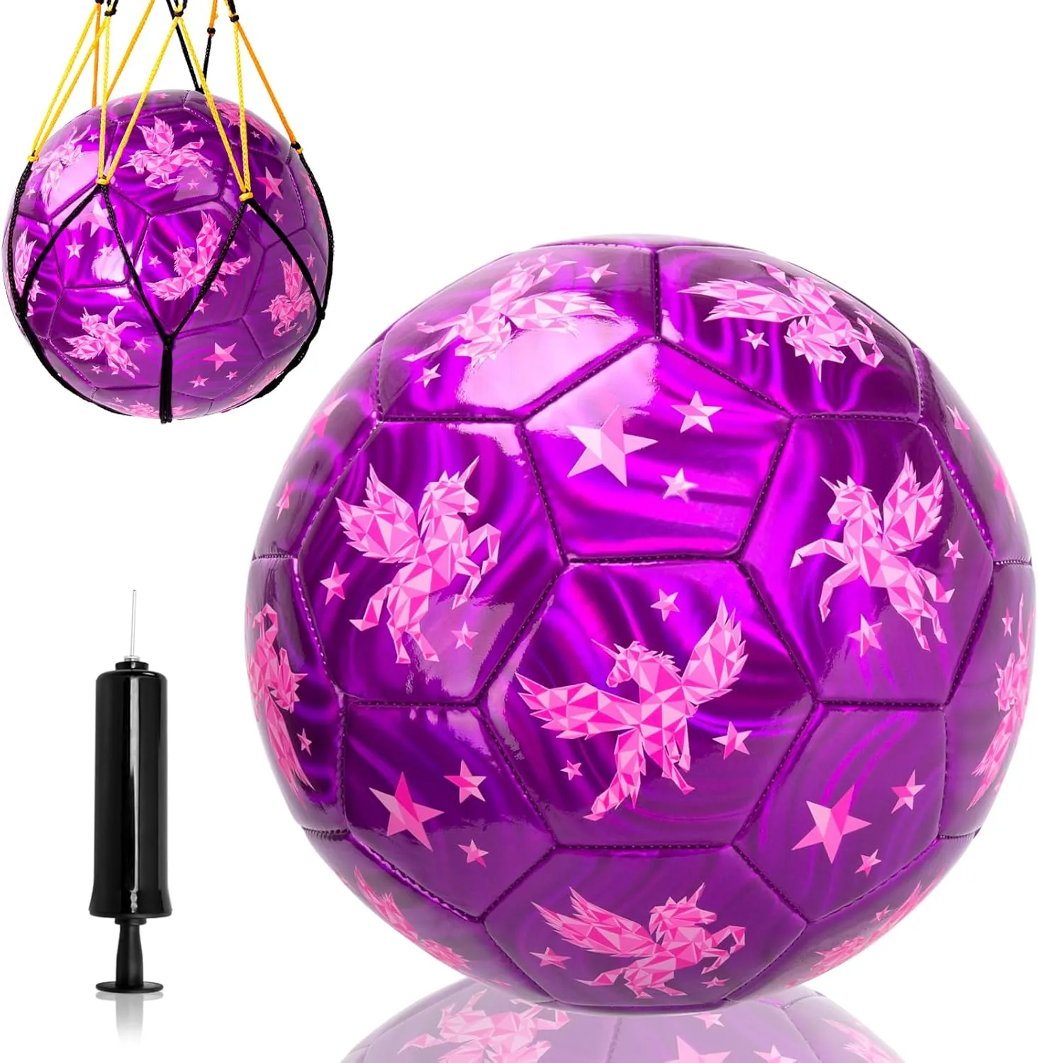 U&C Planet Size 2 Size 3 Soccer Ball for Toddler and Kids, Cartoon Ball for Girls and Boys Age 2 and up, Indoor Outdoor Games with 1 Pump, 1 Mesh Bag, and 1 Gift Box