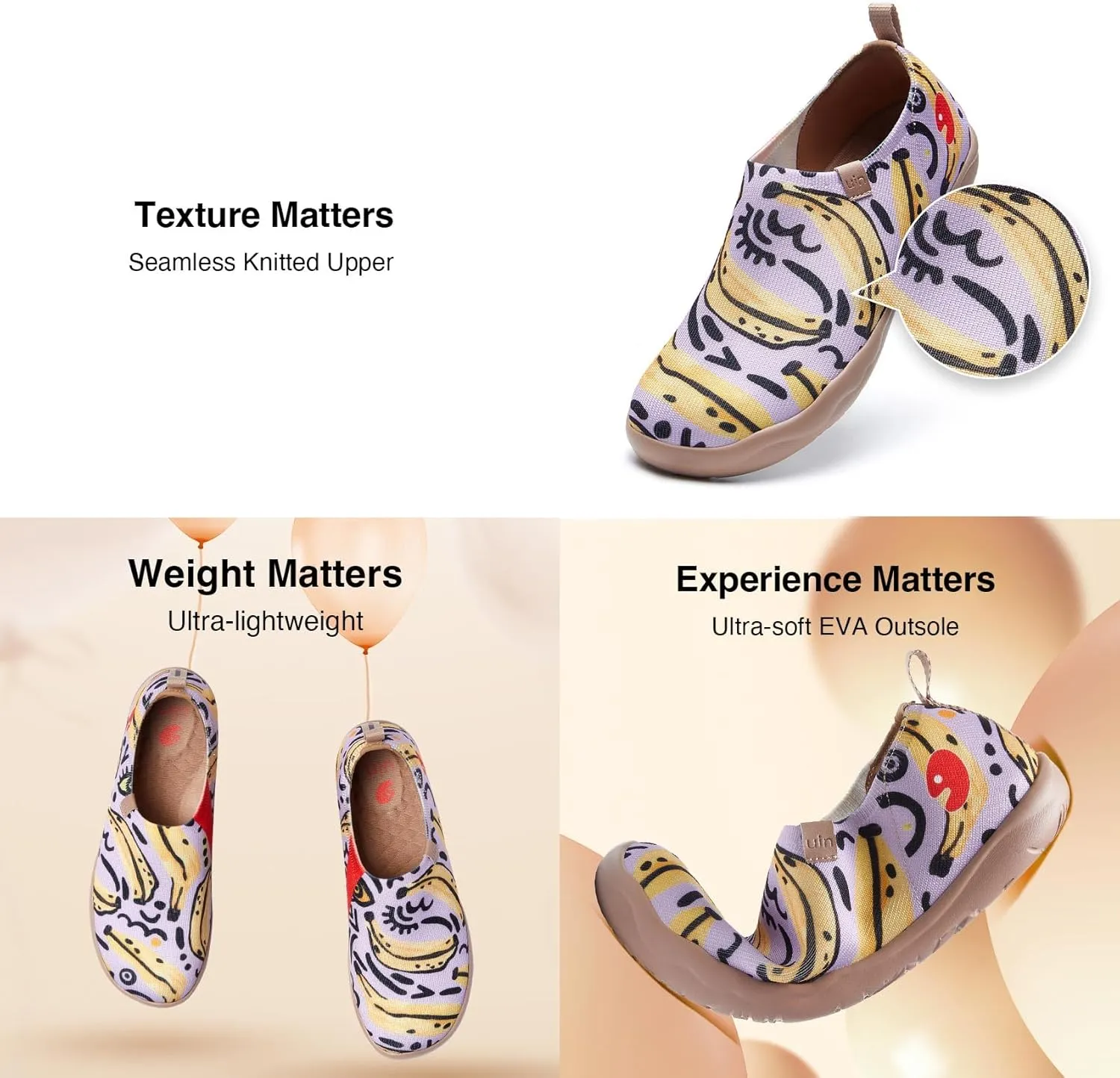 UIN Women's Art Travel Shoes Toledo Ⅰ Knit Slip On Comfort Sneaker Art Series
