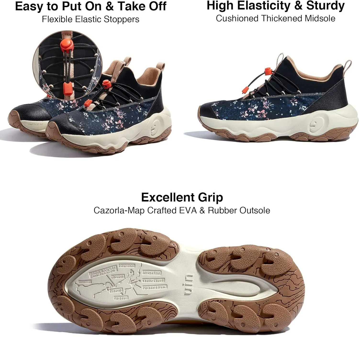 UIN Women's Walking Travel Shoes Slip On Outdoor Non-Slip Lightweight Comfort Hiking Sneaker Cazorla