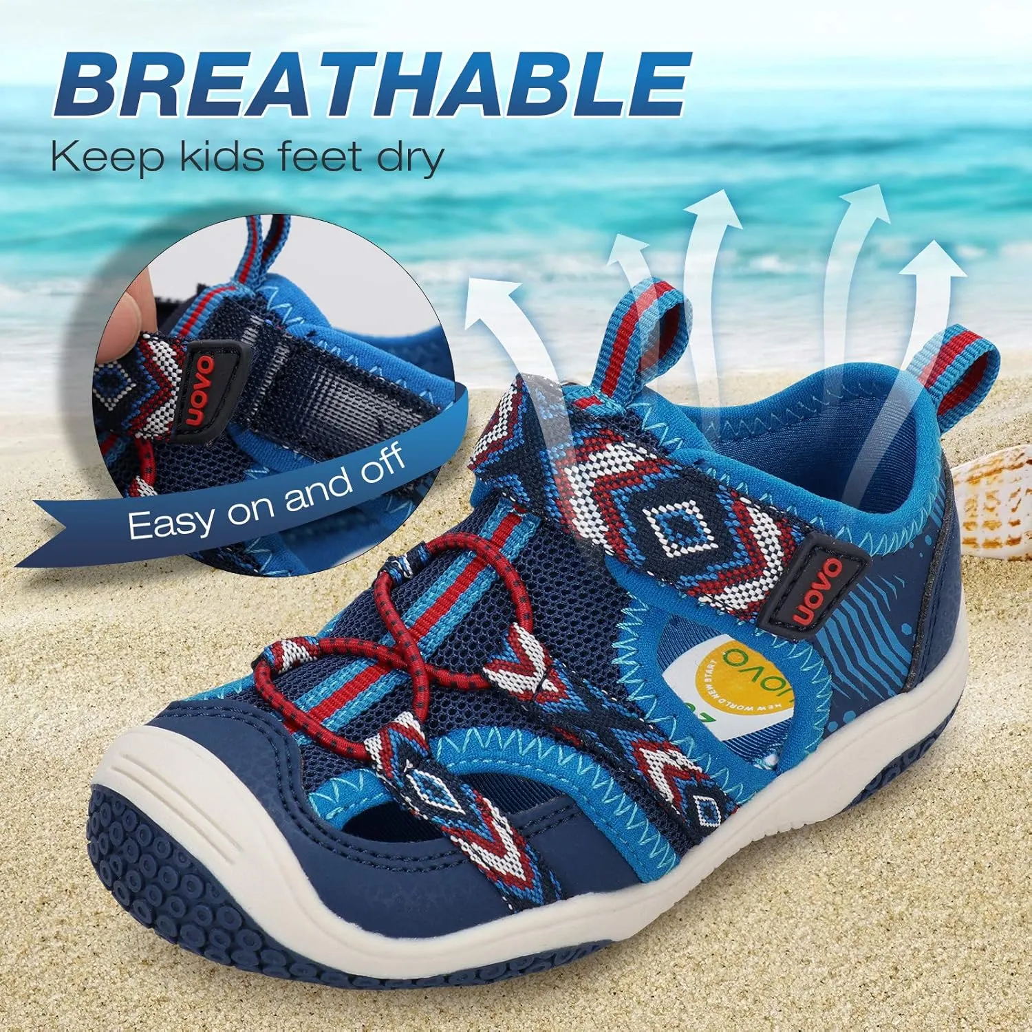 UOVO Boys Girls Sandals Summer Shoes Closed Toe Lightweight Outdoor Athletic Sports (Toddler/Little Kid/Big Kid)