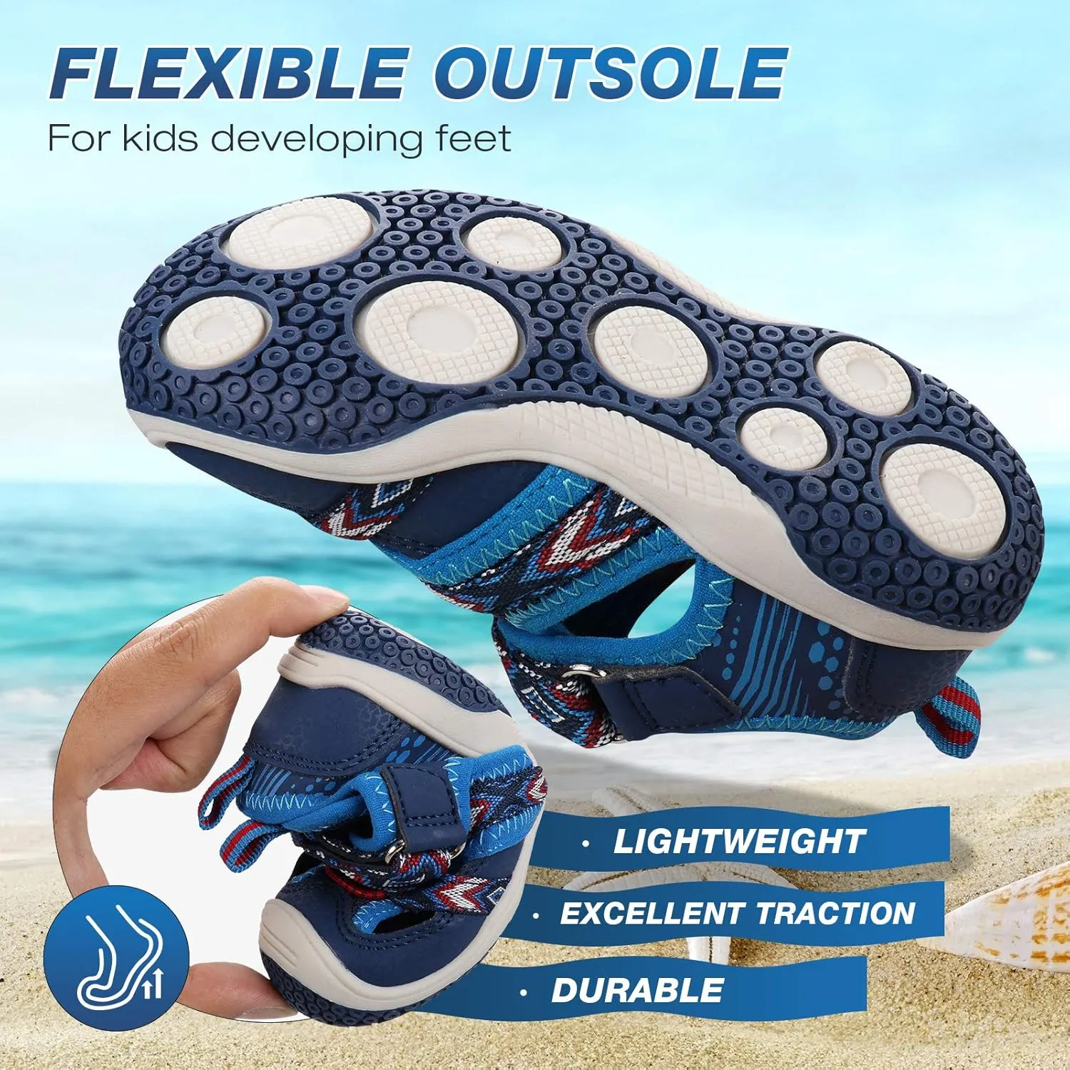 UOVO Boys Girls Sandals Summer Shoes Closed Toe Lightweight Outdoor Athletic Sports (Toddler/Little Kid/Big Kid)