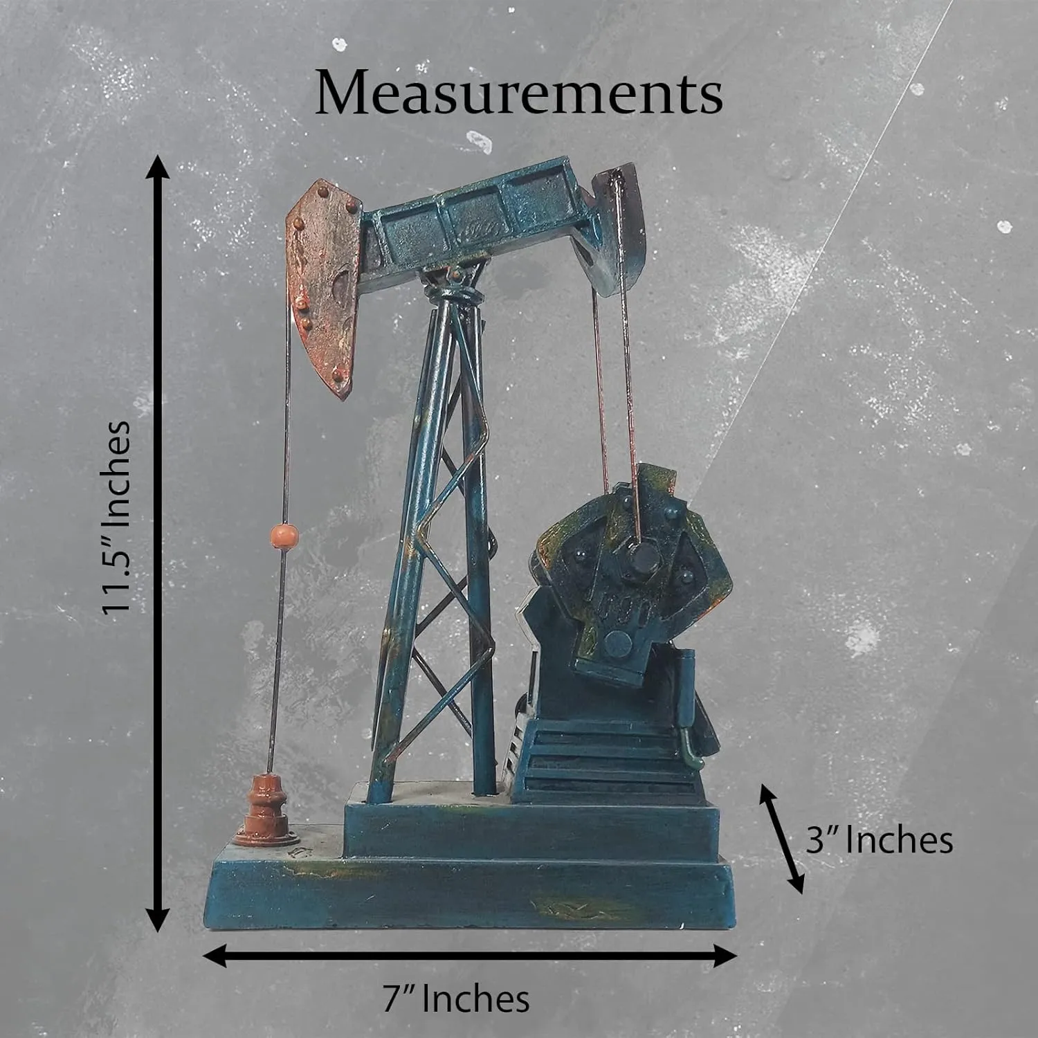 Urbalabs Oil Derricks Vintage Office Desk Statues Nodding Donkey Pumpjack Oilfield Memorabilia Derrick Small Oil Rig Recycler Sculpture Green, Cream, Teal Pumpjack Oil Rig Presents (Blue)