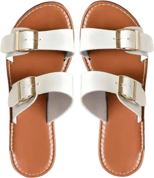 Verdusa Women's Buckle Sandals Summer Slides Open Toe Beach Outdoor Sandal Shoes