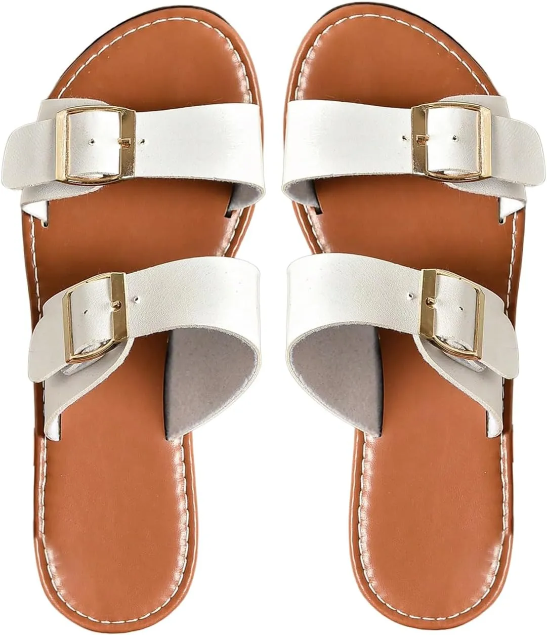 Verdusa Women's Buckle Sandals Summer Slides Open Toe Beach Outdoor Sandal Shoes