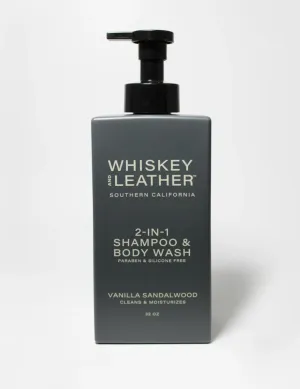 Whiskey and Leather, 2-in-1 Shampoo & Body Wash, VANILLA SANDALWOOD Scent - 32oz Pump